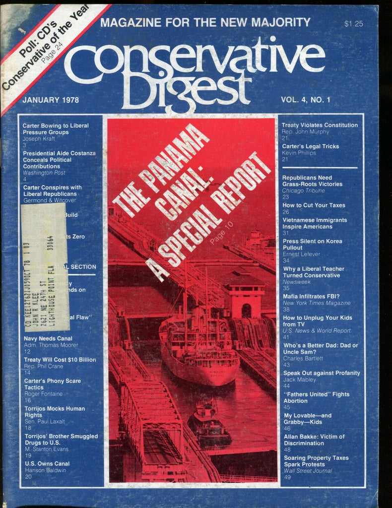 Conservative Digest Magazine January 1978 The Panama Canal EX w/ML 010517jhe