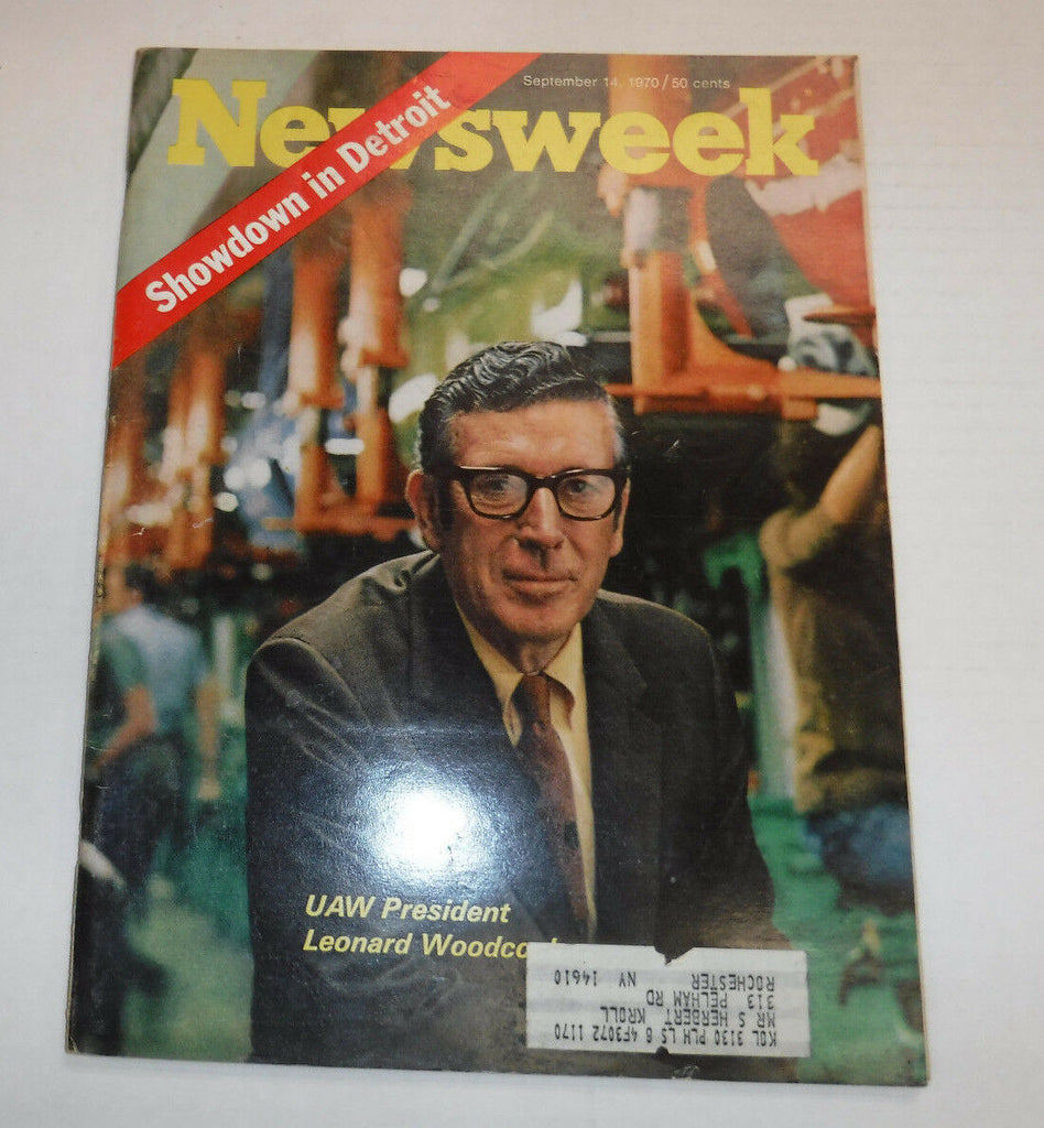 Newsweek Magazine UAW President Leonard Woodcock September 14, 1970 101816R2