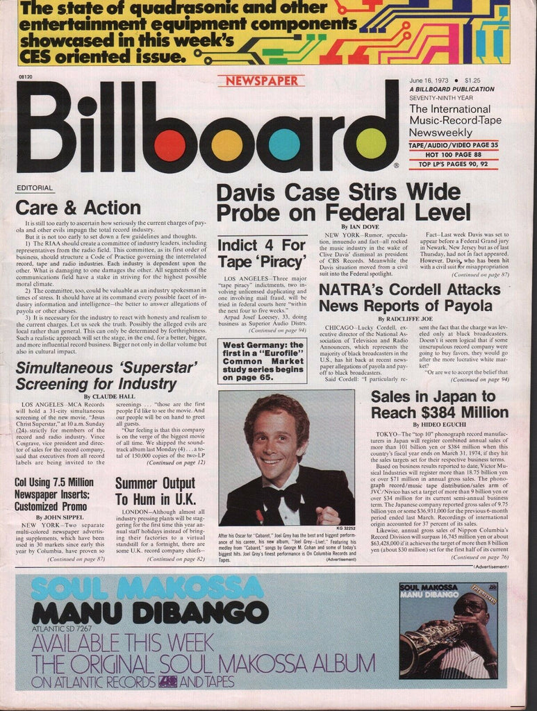 Billboard June 16 1973 Joel Gray, Manu Dibango, NATRA 062817nonDBE