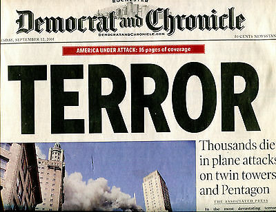 Rochester Democrat And Chronicle September 12 2001 Terror VGEX 040716jhe