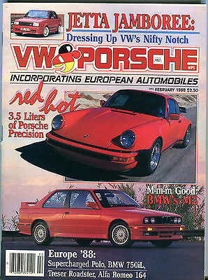 VW & Porsche And European Automobiles Magazine February 1988 EX 012216jhe