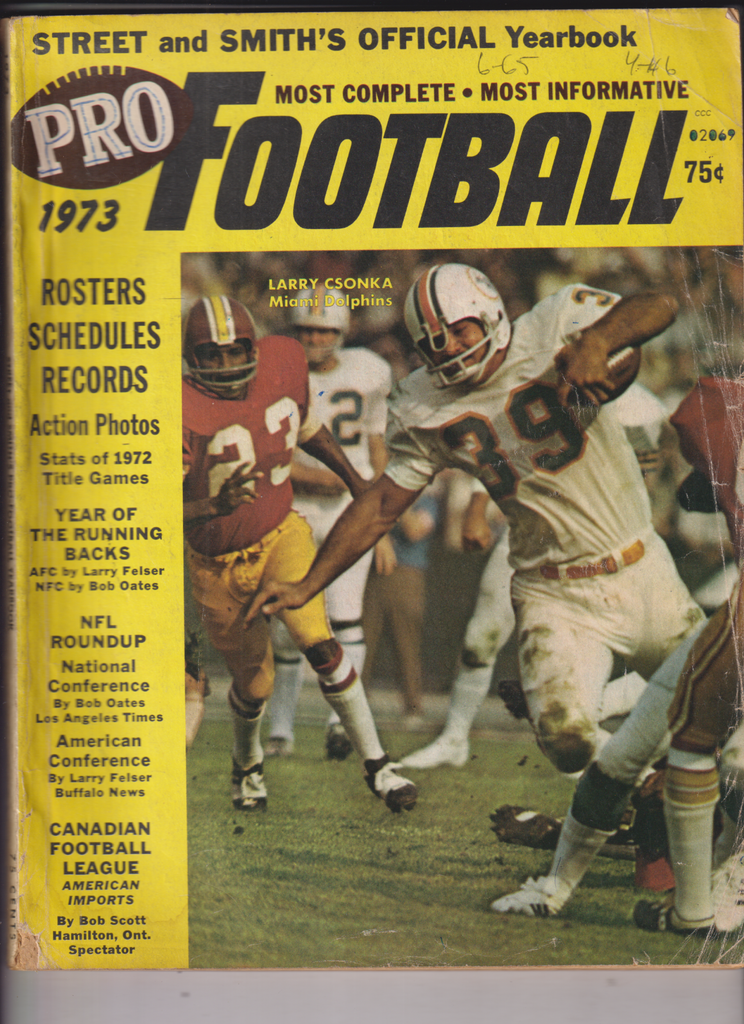 Street And Smith's Football Yearbook Larry Csonka 1973 011120nonr