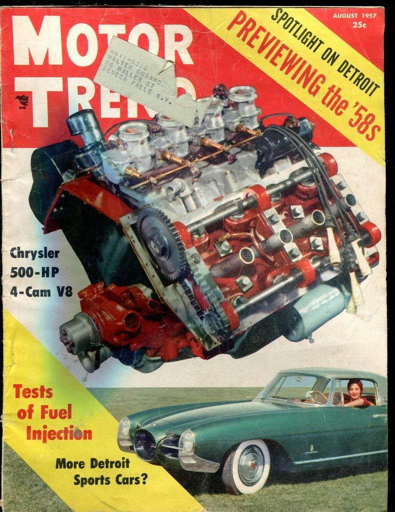 Motor Trend Magazine August 1957 Chrysler 500-HP VG w/ML 011617jhe