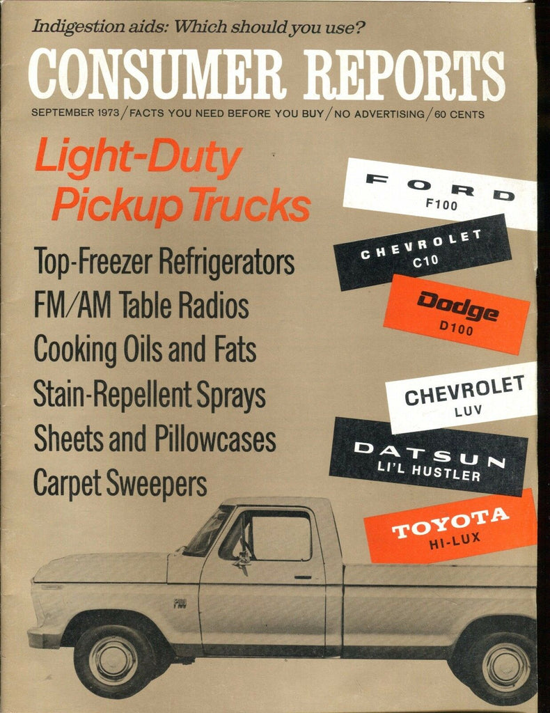 Consumer Reports Magazine September 1973 Pickup Trucks VGEX No ML 020617jhe