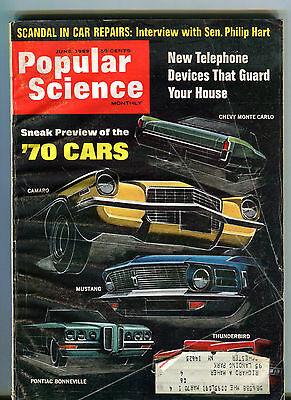 Popular Science Magazine June 1969 '70 Cars Camaro Mustang VG 072516jhe