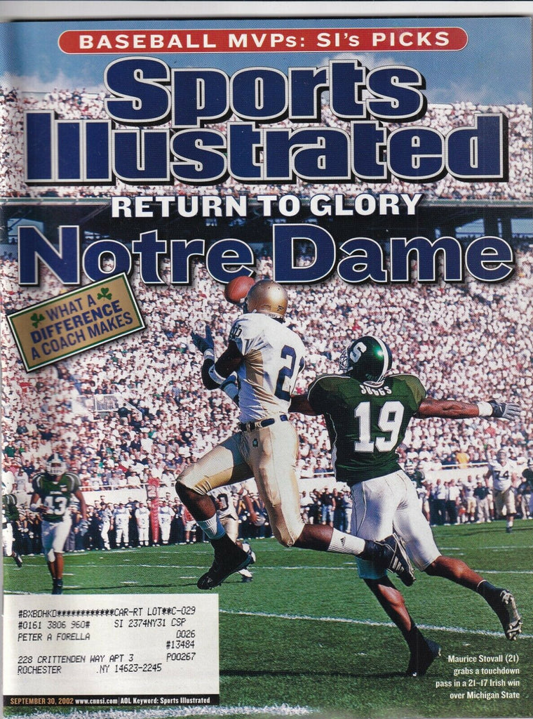Sports Illustrated Notre Dame Maurice Stovall September 30, 2002 091519nonr