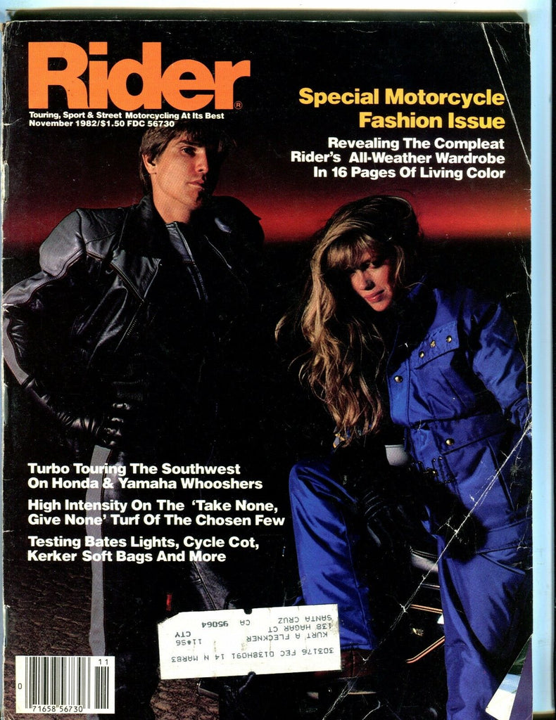 Rider Magazine November 1982 Fashion Issue VG w/ML 050917nonjhe