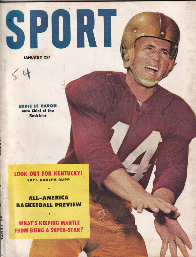 Sport Magazine Eddie Le Baron Adolph Rupp January 1954 NO ML 073119nonr