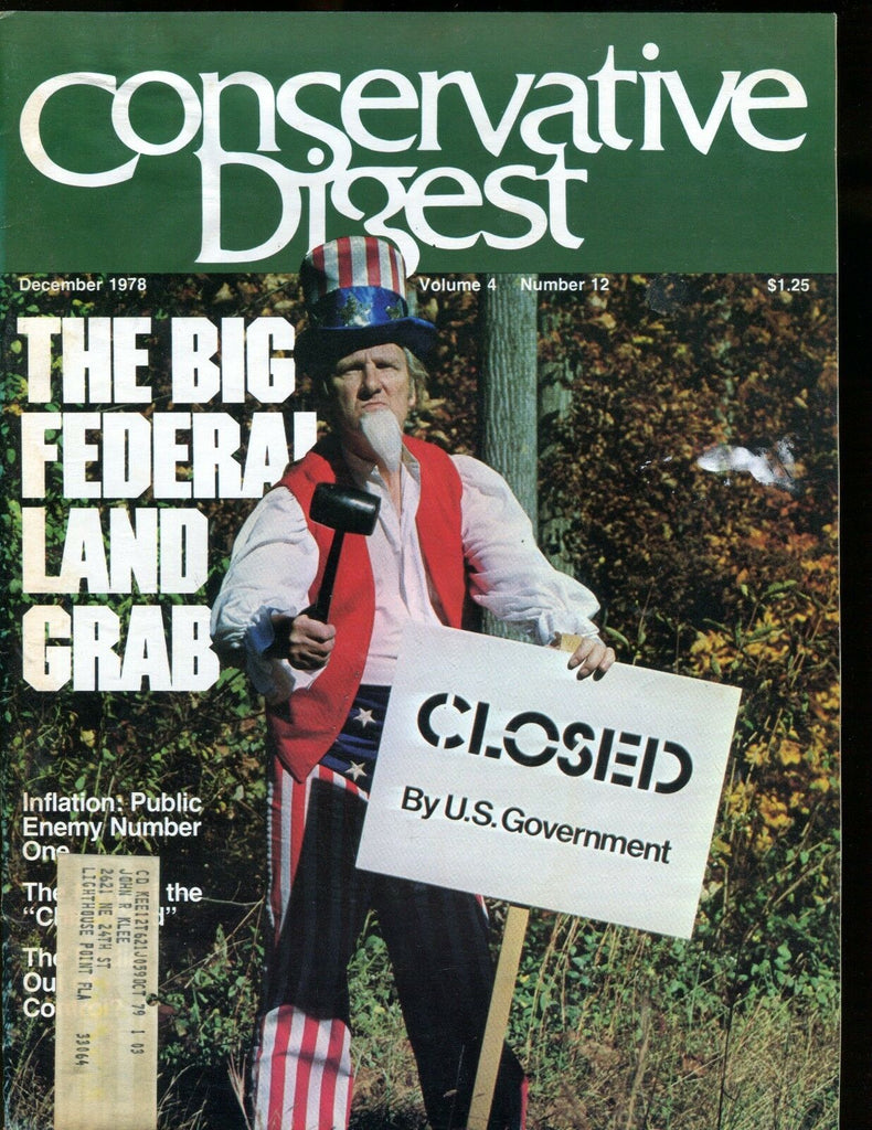 Conservative Digest Magazine December 1978 Federal Land Grab EX w/ML 010517jhe