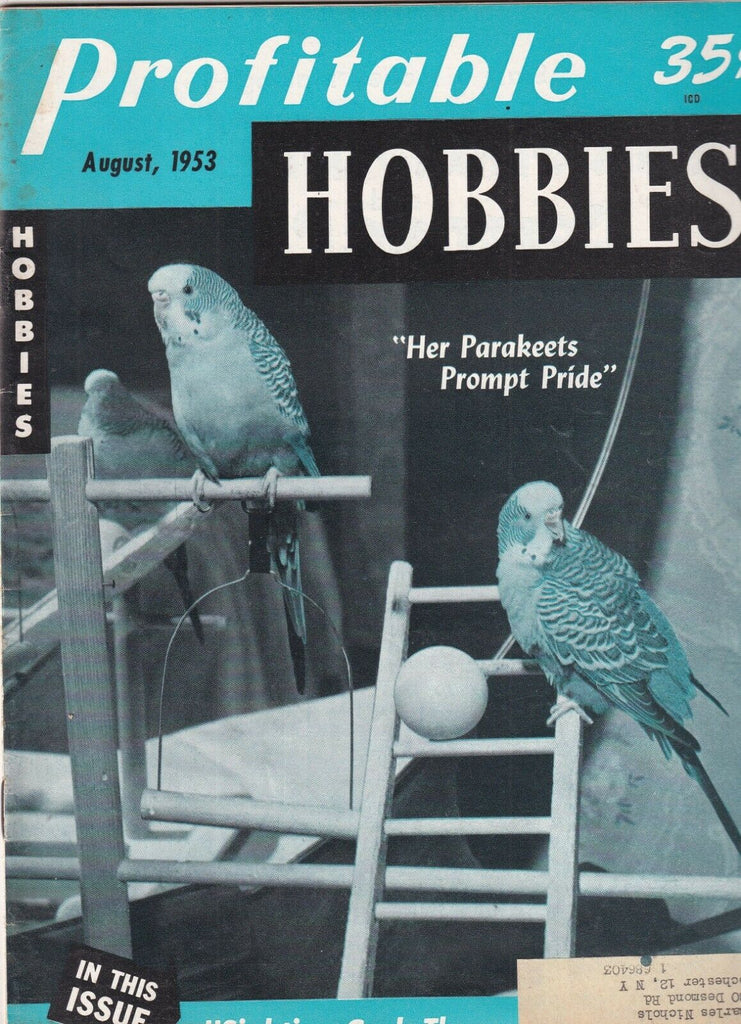Profitable Hobbies Mag Parakeets Pride August 1953 100719nonr