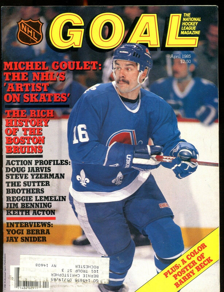 Goal Magazine NHL APril 1985 Michel Goulet EX w/ML 012717jhe