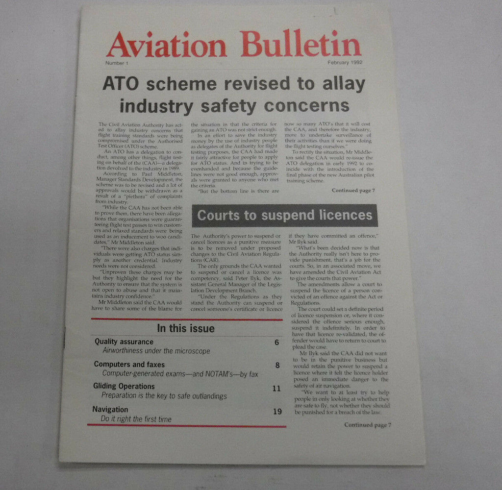 Aviation Bulletin Magazine ATO Scheme February 1992 FAA 110216R