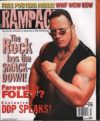 Rampage July 2000 The Rock, Mick Foley w/Poster EX 012116DBE