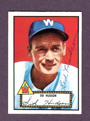 Autographed Signed 1952 Topps Reprint Series #60 Sid Hudson Senators w/coa jh33
