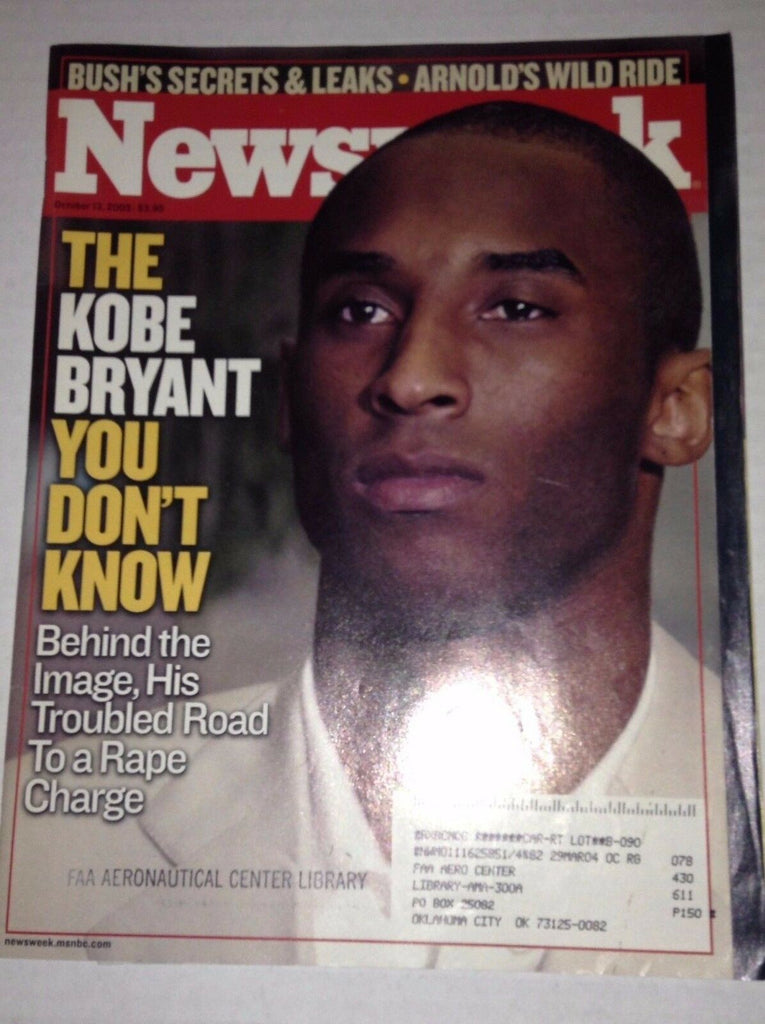 Newsweek Magazine Kobe Bryant October 13, 2003 FAA 022917NONRH