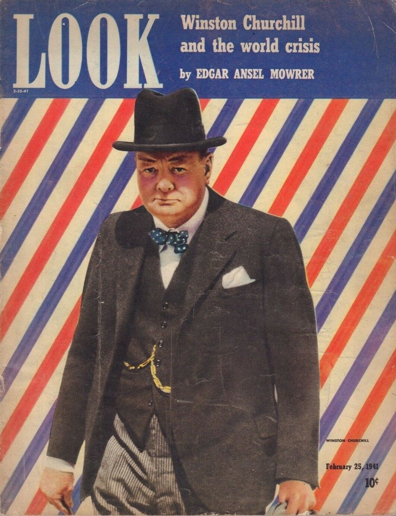 Look February 25 1941 Winston Churchill Edgar Ansel Mowrer WW2 010219DBE
