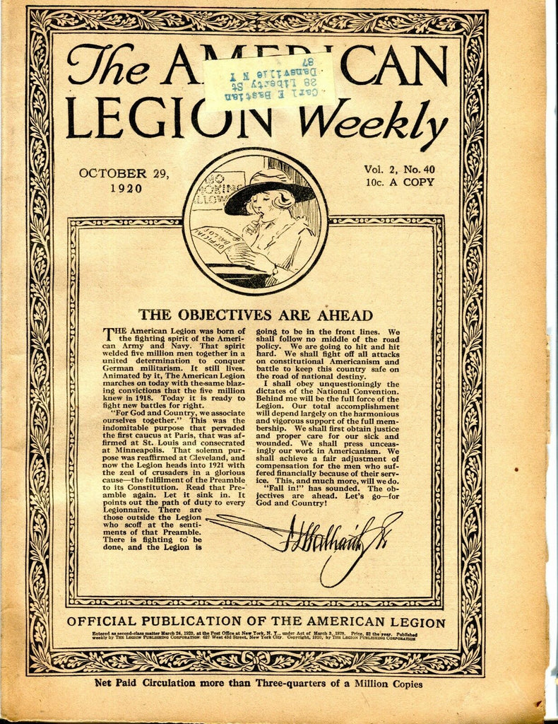 The American Legion Weekly Magazine October 29 1920 ACC 042717nonjhe