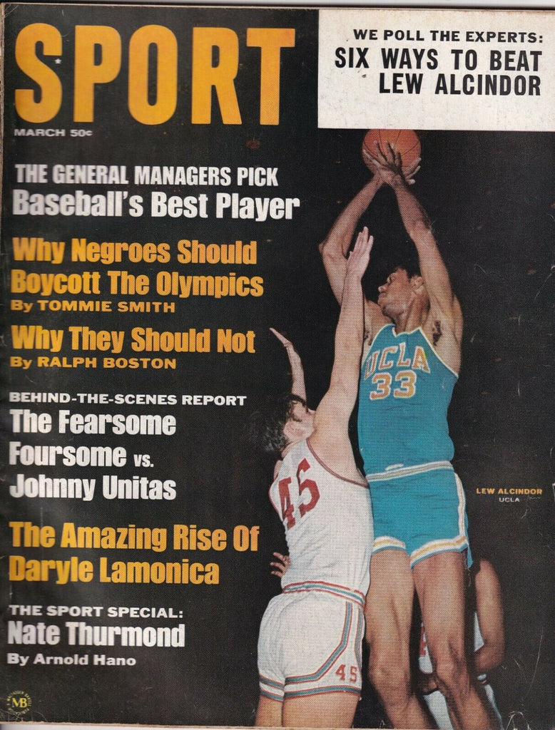 Sport Magazine Lew Alcindor Johnny Unitas March 1968 NO ML 073119nonr