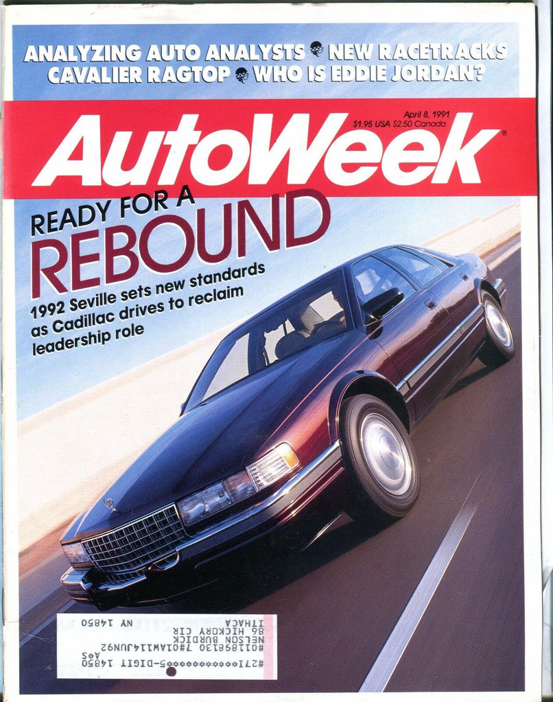 AutoWeek Magazine April 8 1991 1992 Cadillac Seville EX w/ML 022317nonjhe