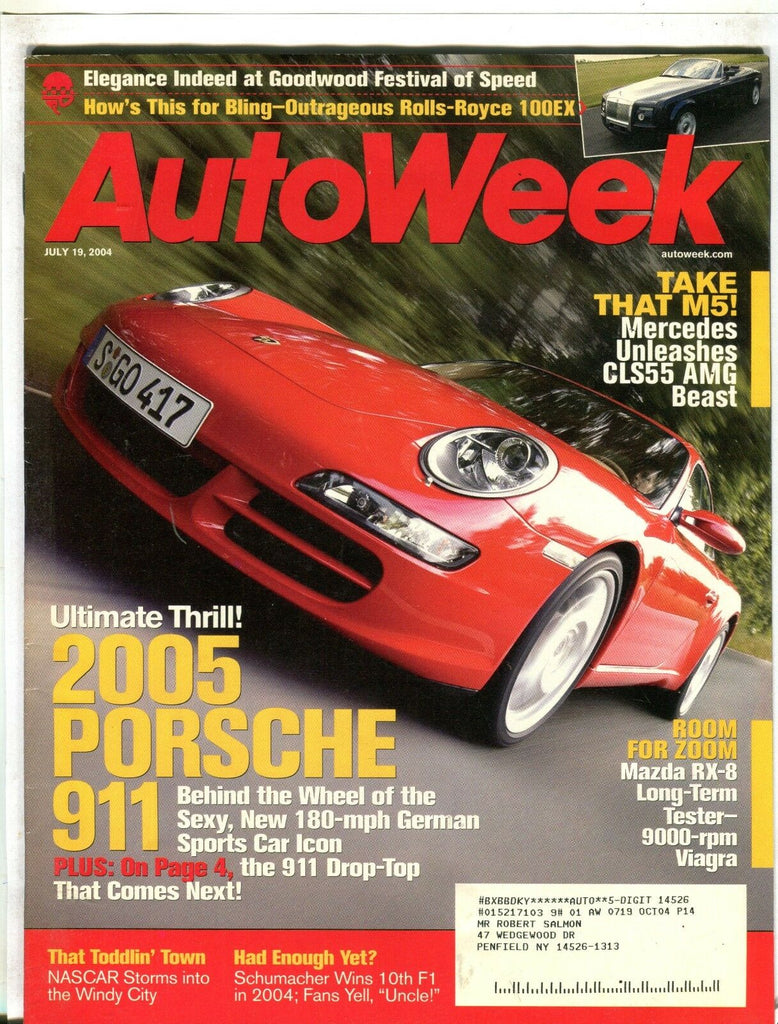 AutoWeek Magazine July 19 2004 Porsche 911 EX w/ML 102516jhe