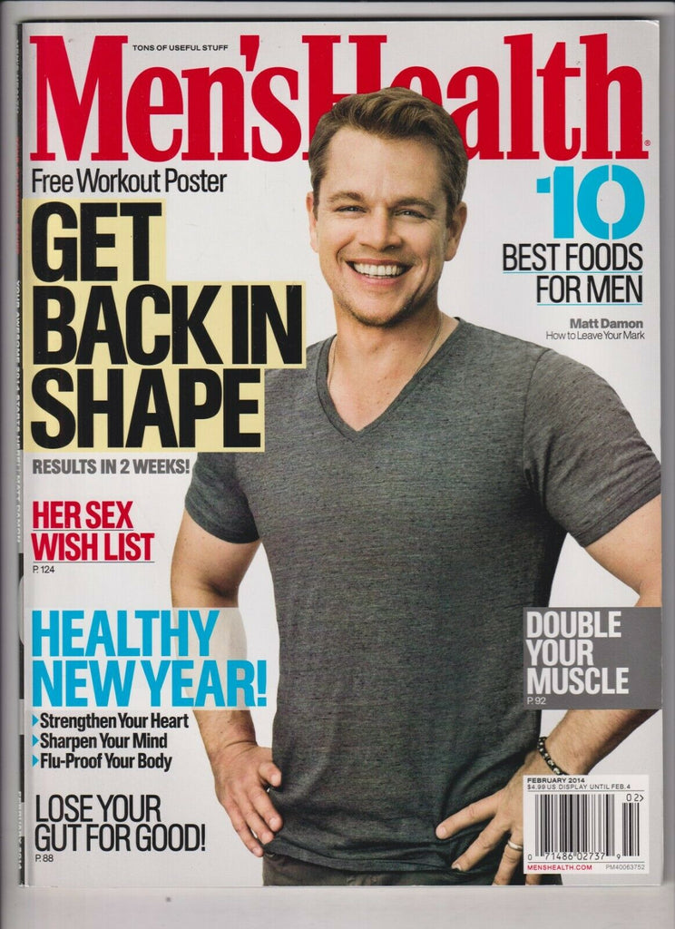 Men's Health Mag Matt Damon 10 Best Foods For Men February 2014 031320nonr
