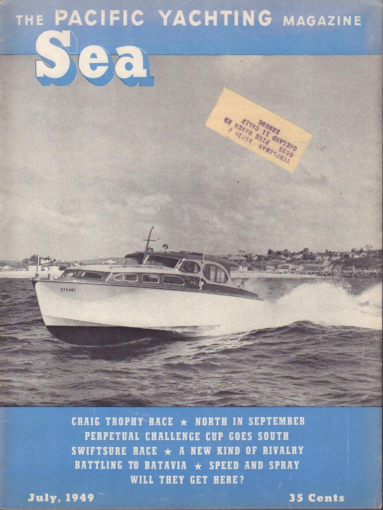 Sea Pacific Yachting July 1949 Craig Trophy Race, Swiftsure w/ML 062217nonDBE