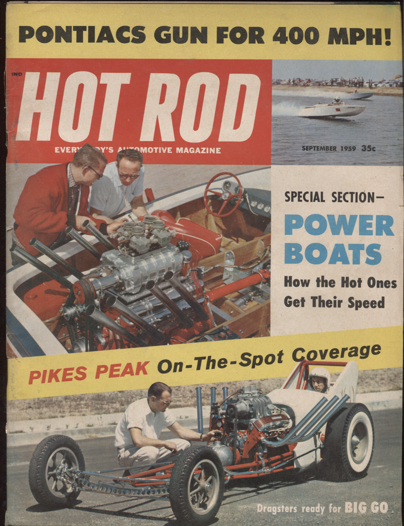 Hot Rod September 1959 Power Boats Pikes Peak Dragsters 051220DBE