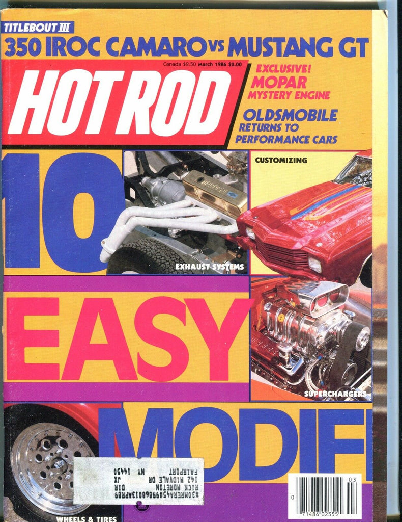 Hot Rod Magazine March 1986 Customizing EX w/ML 050717nonjhe