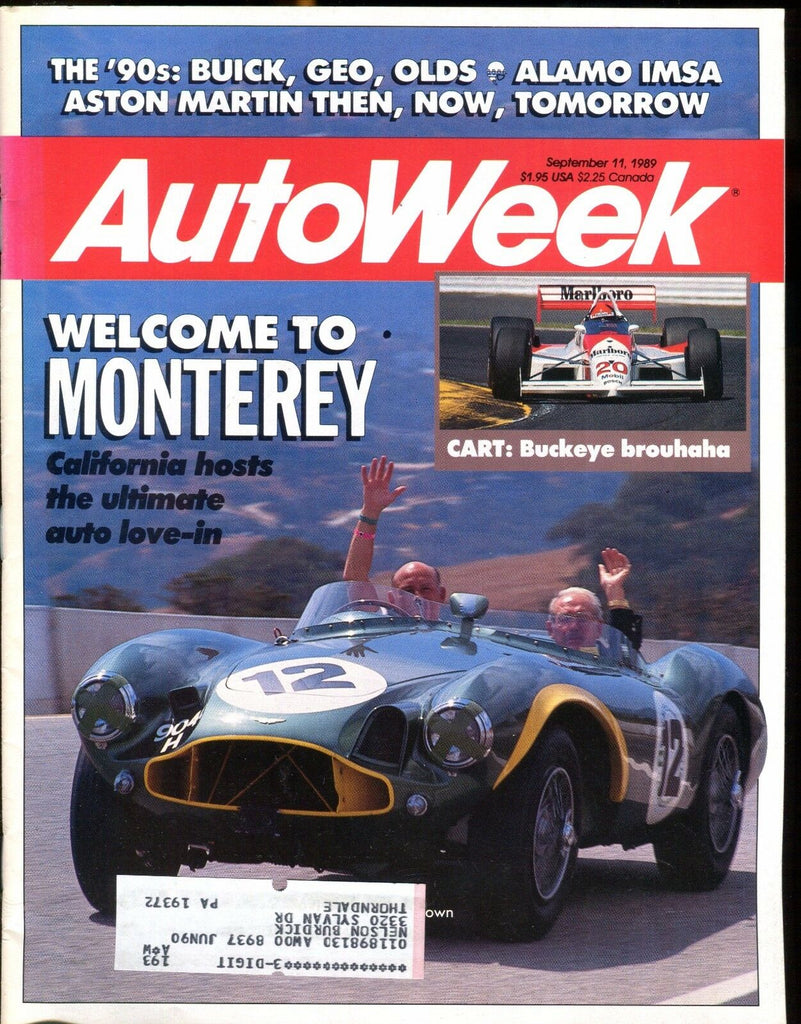 AutoWeek Magazine September 11 1989 Monterey EX w/ML 022217nonjhe