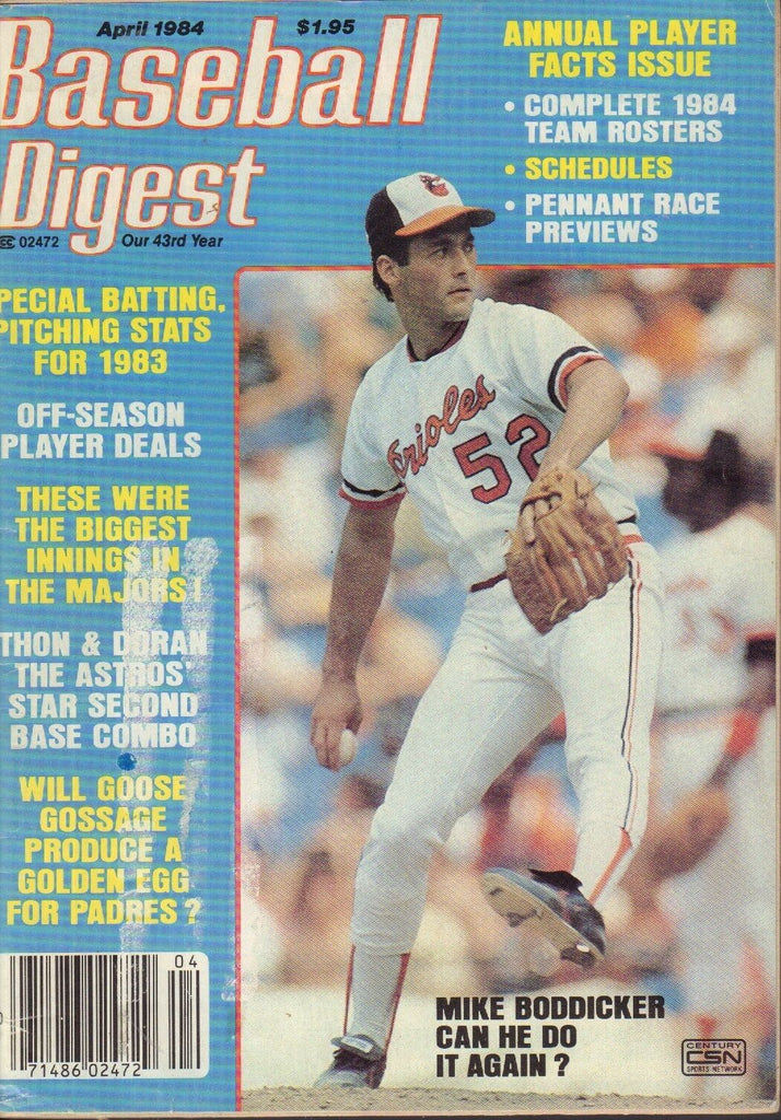 Baseball Digest Magazine April 1984 Mike Boddicker 072417nonjhe