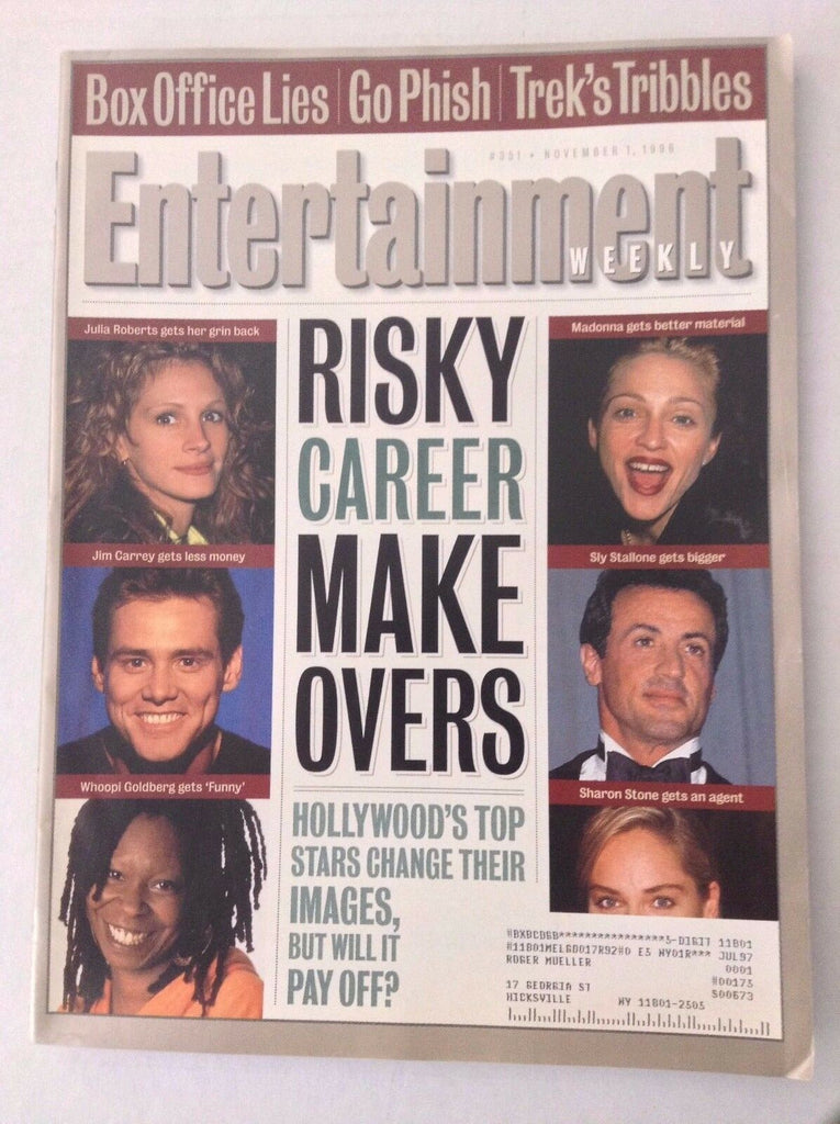 Entertainment Weekly Magazine Jim Carrey Whoopi November 1, 1996 031917NONRH