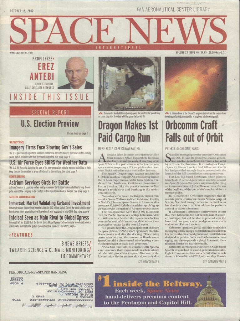 Space News October 15 2012 Erez Antebi, Sunita Williams FAA w/ML 110716DBE