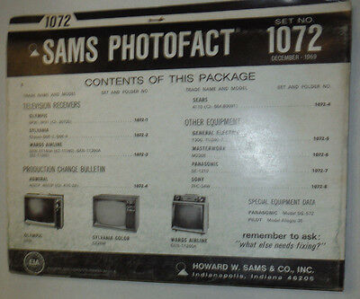 Sams Photofact Magazine Olympic & Sylvania & GE December 1969 No.1072 030315r2