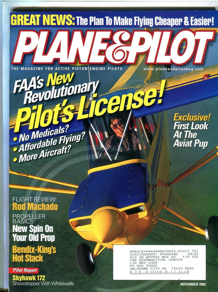 Plane & Pilot Magazine November 2002 Skyhawk 172 EX w/ML FAA Library 101916jhe
