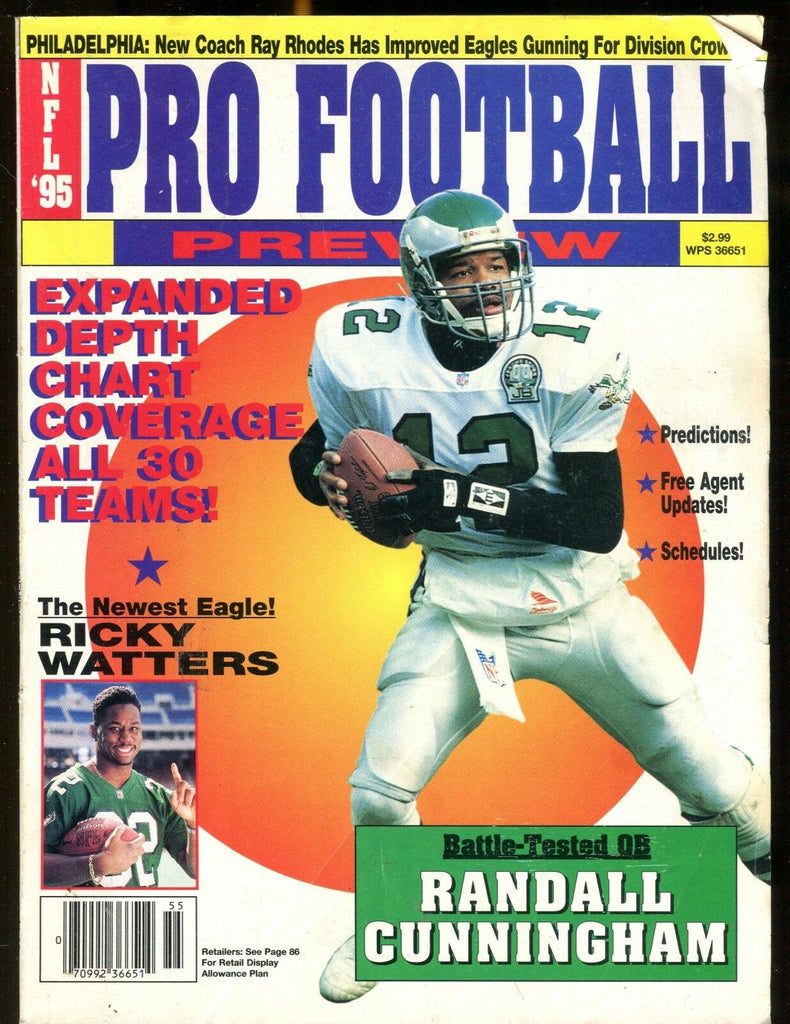 NFL Pro Football Preview 1995 Randall Cunningham EX No ML 012717jhe