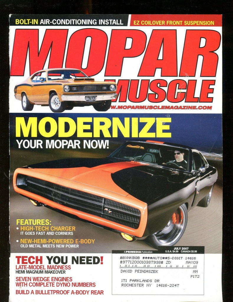 Mopar Muscle Magazine July 2007 Modernize Mopar EX w/ML 011717jhe