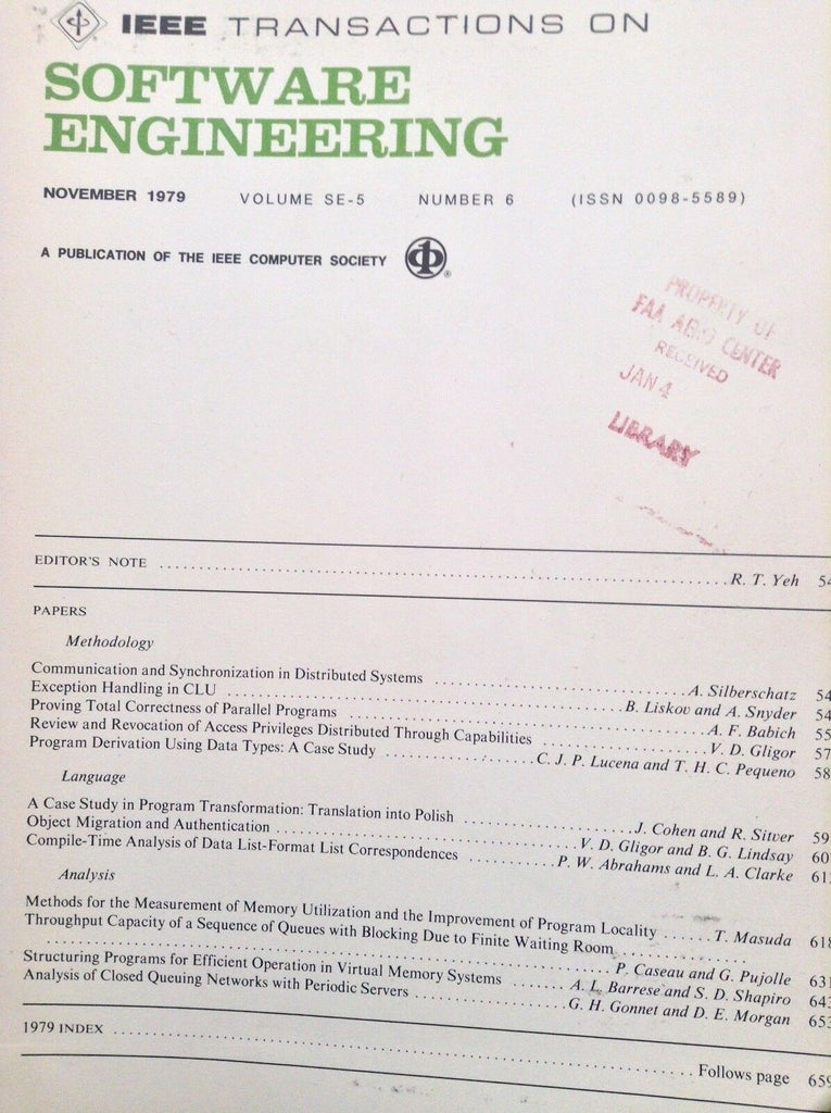 IEEE Software Engineering FAA Magazine Dist Systems November 1979 051218nonrh