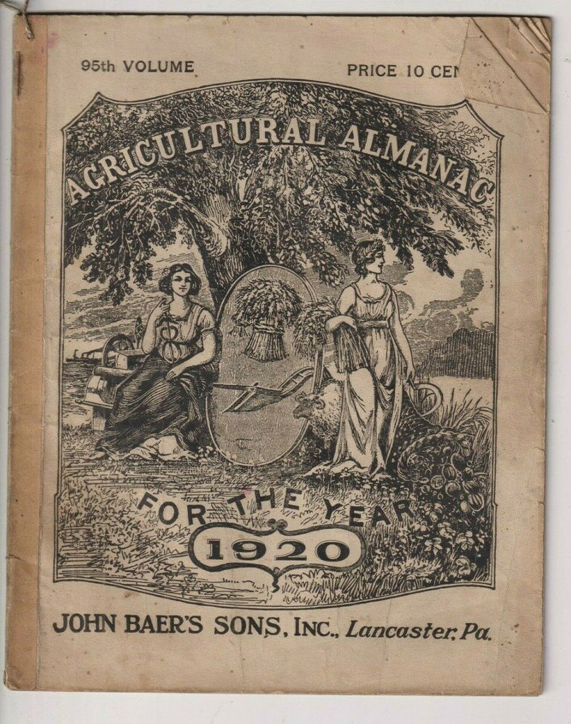 Agriculture Almanac John Baer's Sons Lancaster, PA 95th Volume 1920 022420nonr