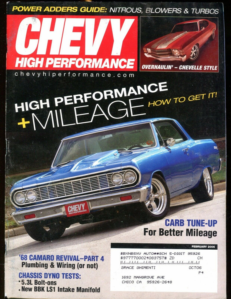 Chevy High Performance Magazine February 2006 EX w/ML 022517nonjhe