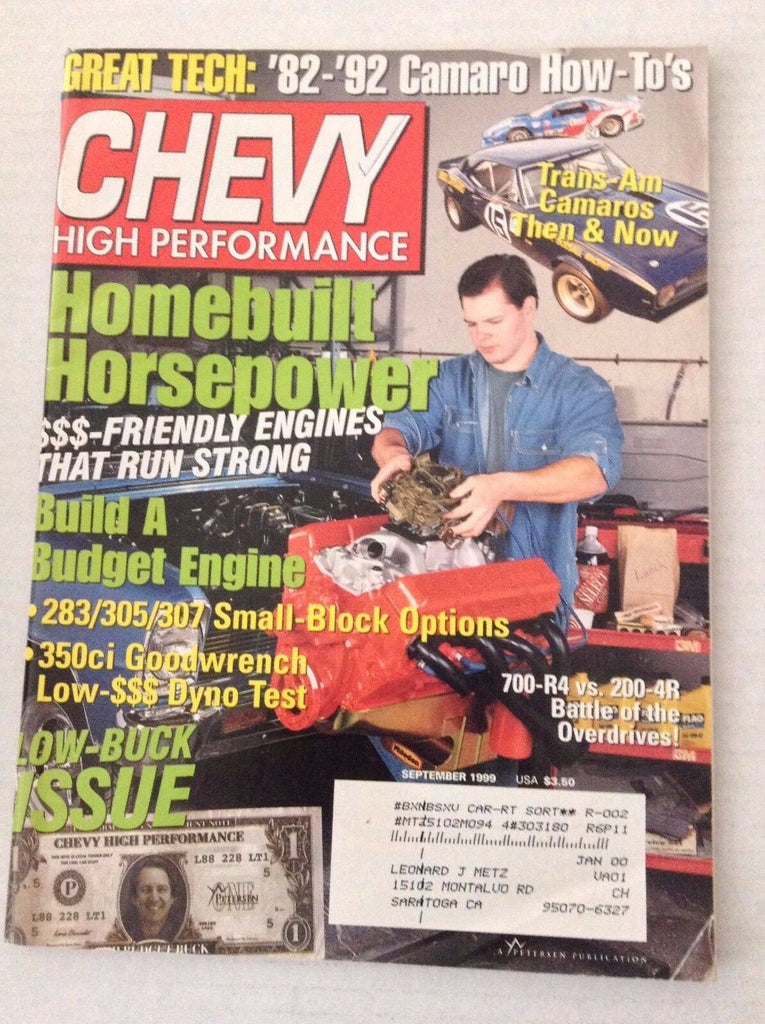 Chevy High Performance Magazine Homebuilt Horsepower September 1999 030317NONRH