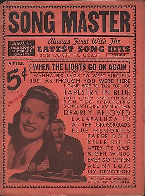 Song Master December 1942 When The lights go on Again VG 010716DBE