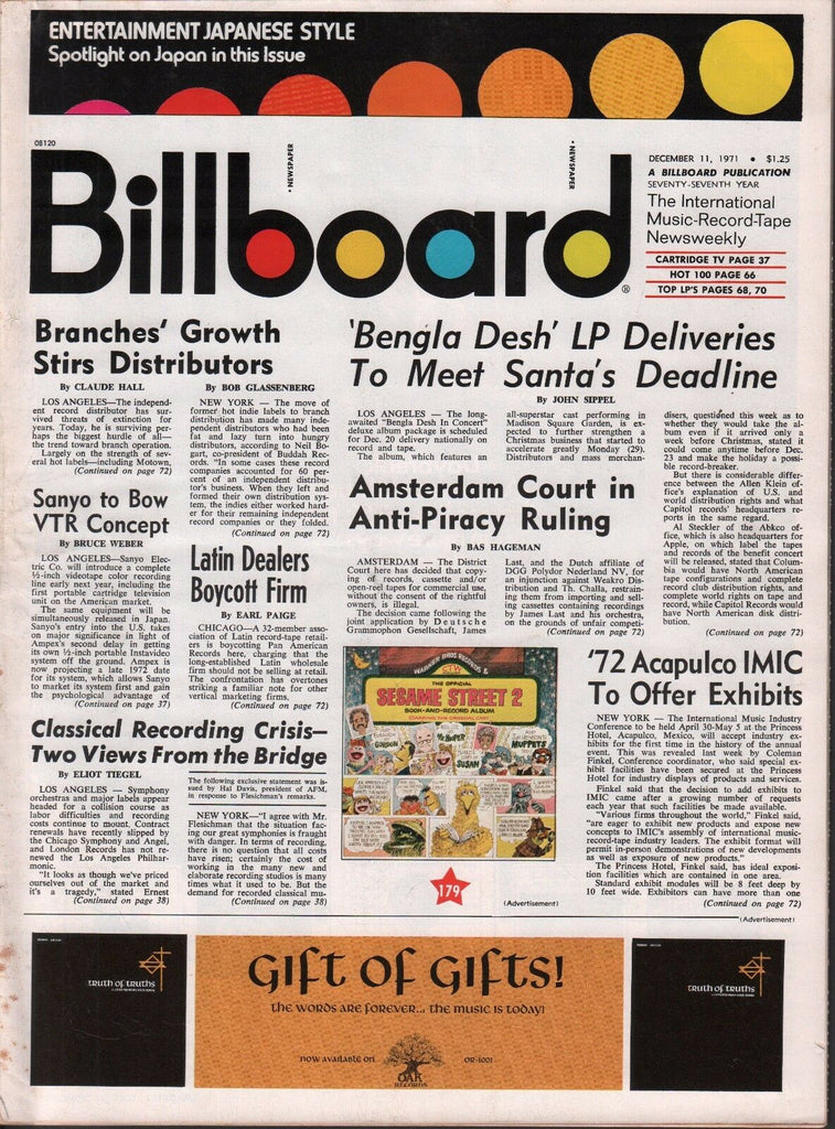 Billboard December 11 1971 Oak Records, Anti-Piracy, Sesame Street 062917nonDBE