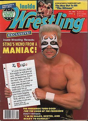 Inside Wrestling January 1992 Sting, Bret Hart, Dusty Rhodes VG 020116DBE