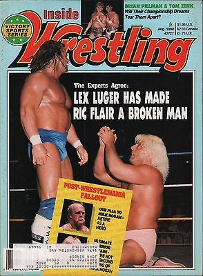 Inside Wrestling August 1990 Ric Flair, Lex Luger w/ML VG 020416DBE