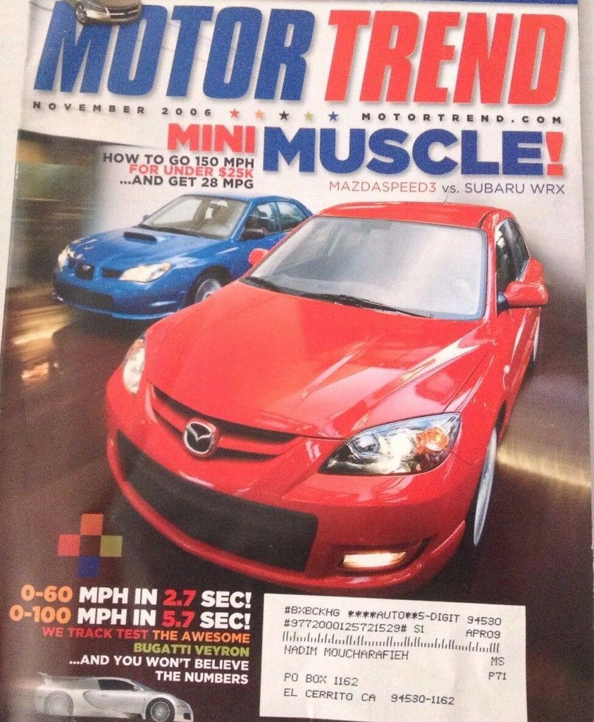 Motor Trend Magazine Mazda Speed 3 Subaru WRX November 2006 080317nonrh