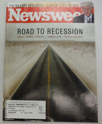 Newsweek Magazine Bill Hillary Clinton Road To Recession February 2008 052615R2