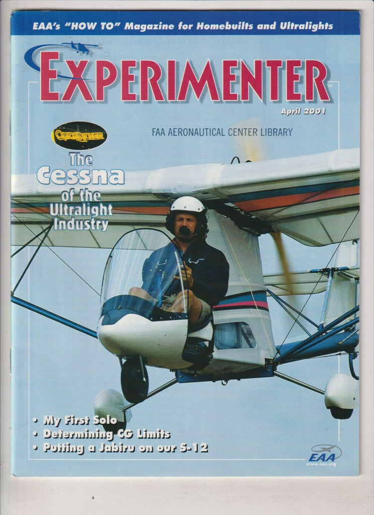 Experimenter Aviation Mag Quicksilver & CG Limits April 2001 040420nonrh