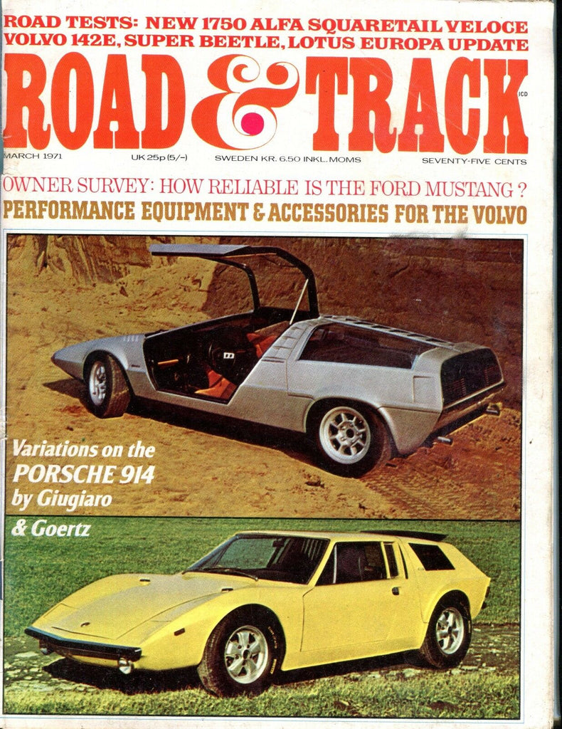 Road & Track Magazine March 1971 Porsche 914 VG No ML 052217nonjhe