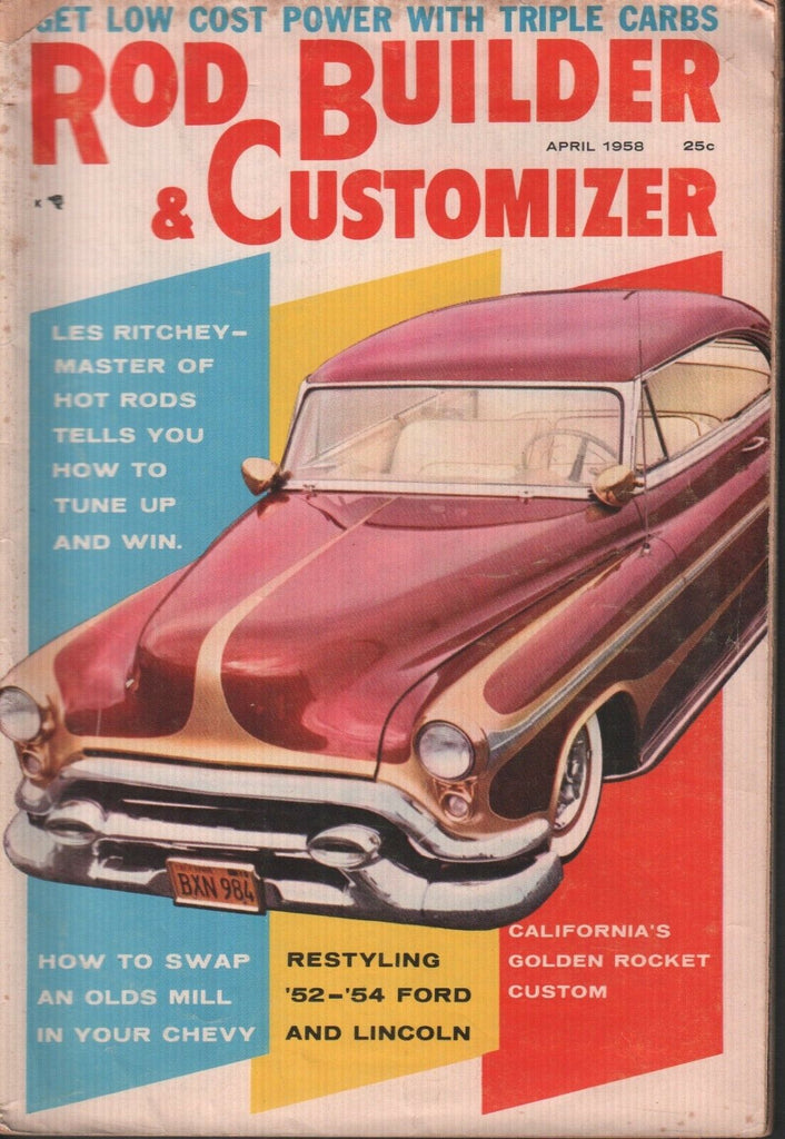 Rod Builder & Customizer Vintage Magazine April 1958 Ford Lincoln 121518AME