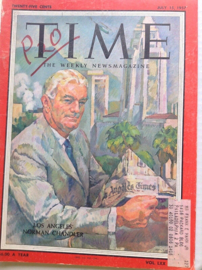 Time Magazine Los Angeles' Norman Chandler July 15, 1957 091417nonrh2